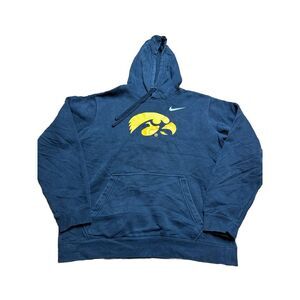Nike Iowa Hawkeyes Men's Heavyweight Hoodie Blue‎ Swoosh Logo Size Medium